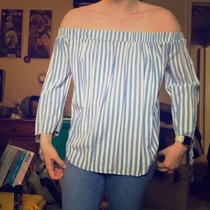 Striped off-the-shoulder shirt
